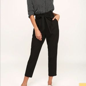 Lulu's Black Paperbag Waist Pants